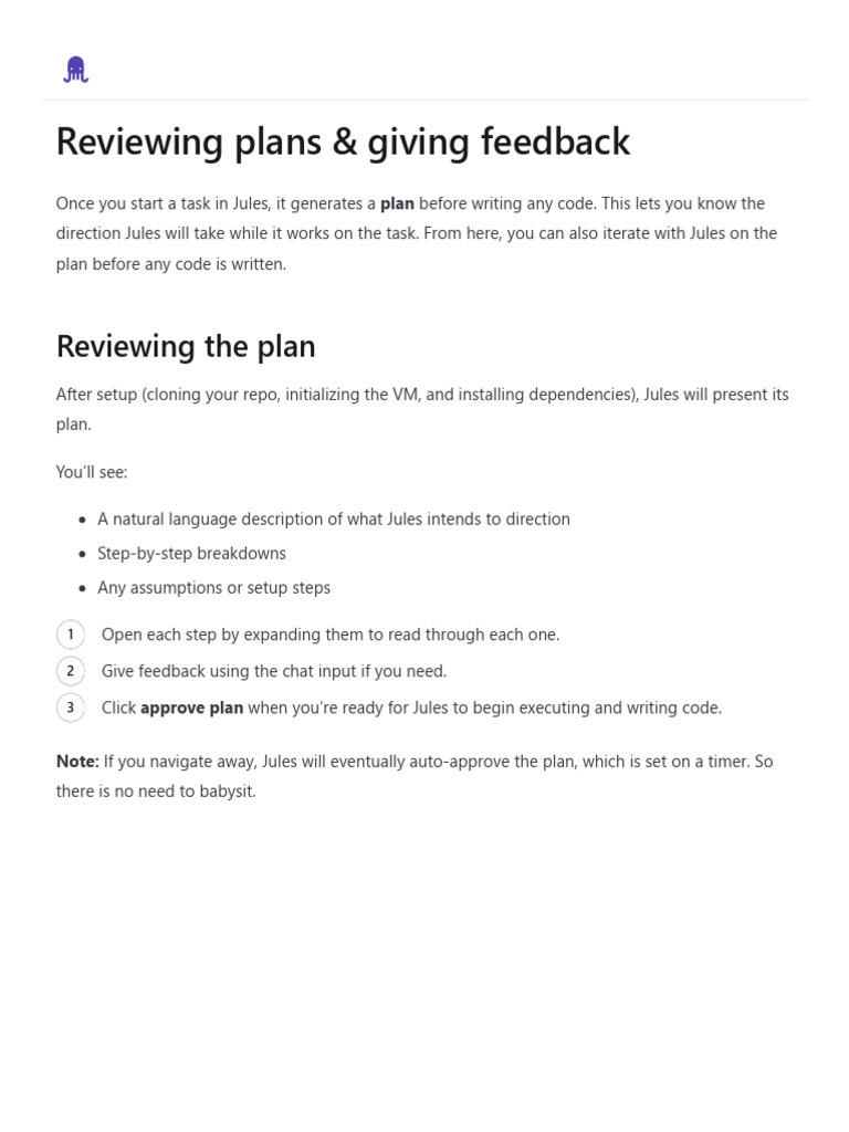 Reviewing Plans & Giving Feedback - Jules | PDF