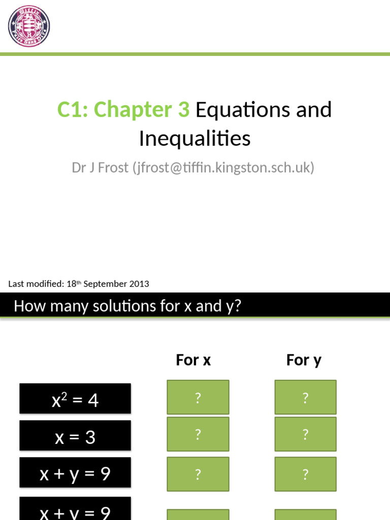 Solving Equations and Inequalities Guide | PDF | Inequality ...