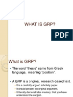 What is GRP? Understanding Graduate Research Projects