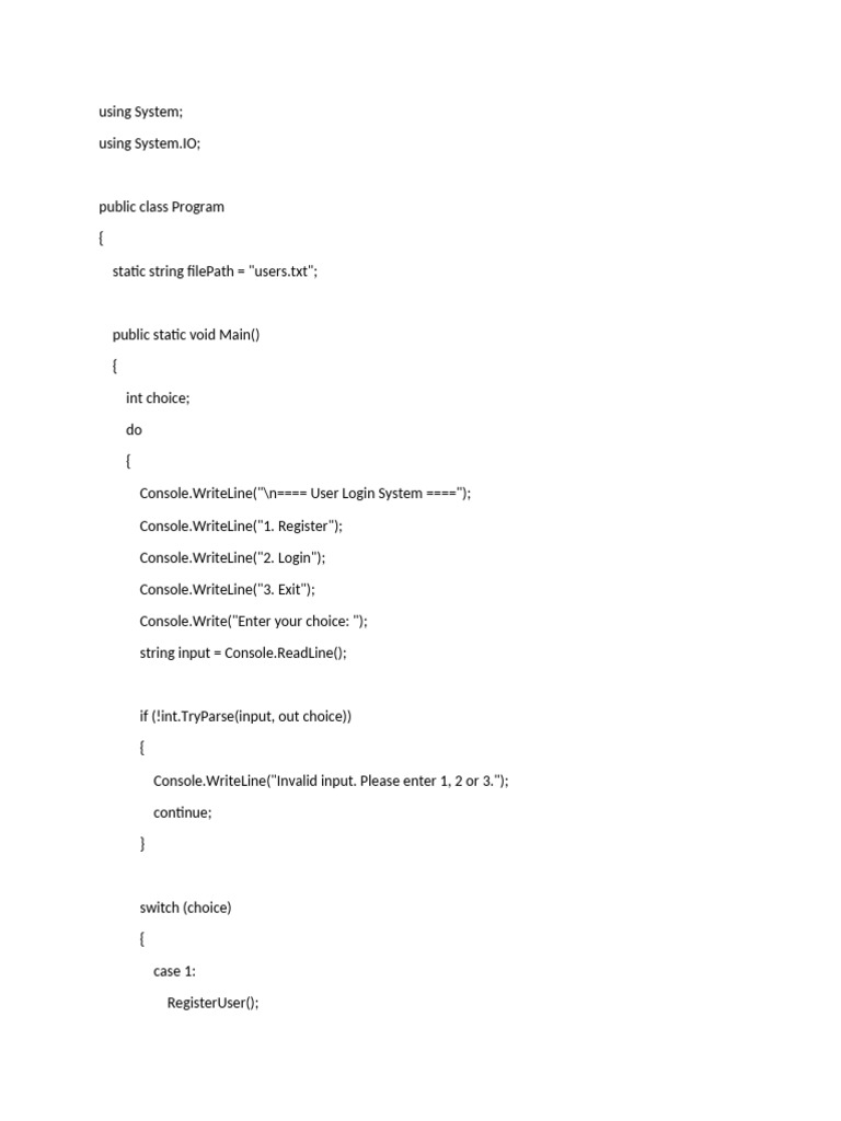 File Handling User Login | PDF | User (Computing) | Computer Programming
