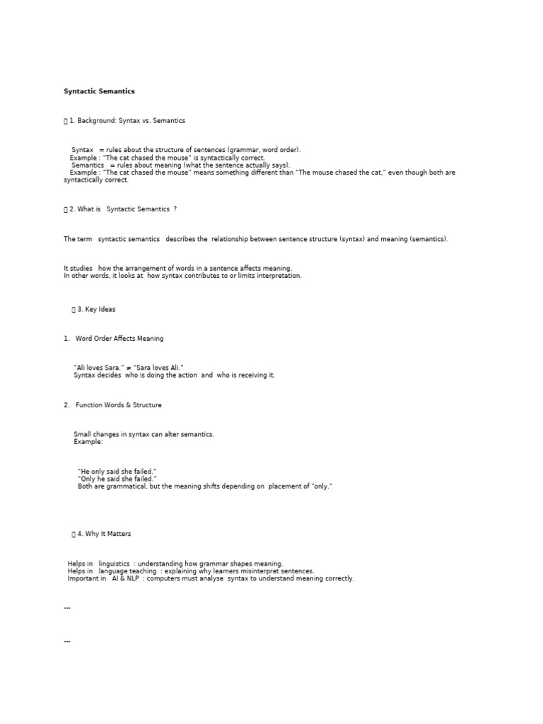 Understanding Syntactic Semantics | PDF | Semantics | Syntax