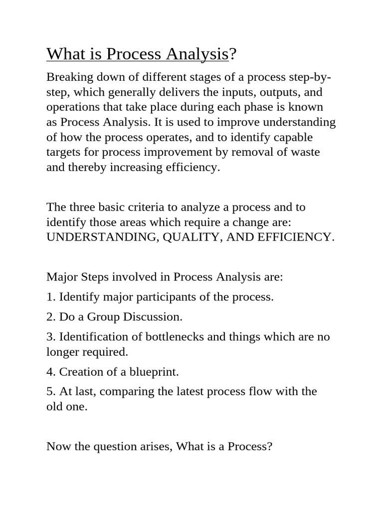 What Is Process Analysis | PDF