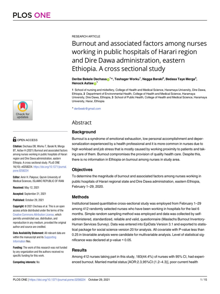 Burnout and Associated Factors Among Nur | PDF | Nursing | Occupational ...
