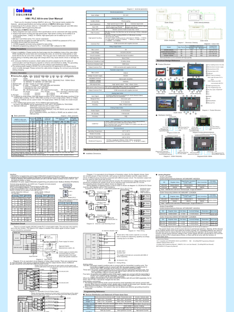 HMI+PLC All-In-One User Manual | PDF | Power Supply | Electrical Wiring