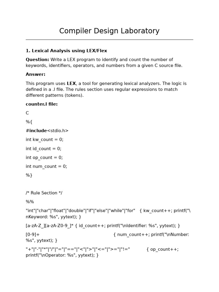 Compiler Design: Lexical & Syntax Analysis | PDF | Computer Programming ...