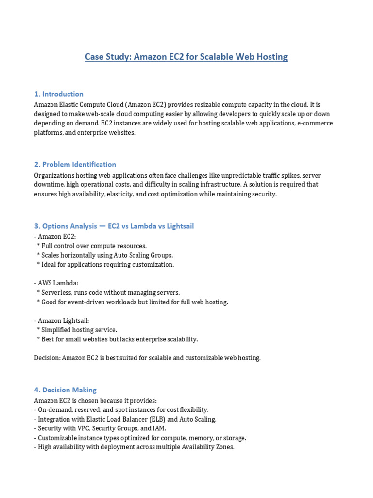 Amazon EC2 for Scalable Web Hosting | PDF | Scalability | Cloud Computing
