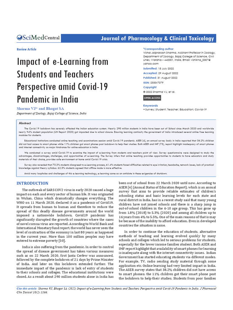 E-Learning Impact During Covid-19 in India | PDF | Educational ...