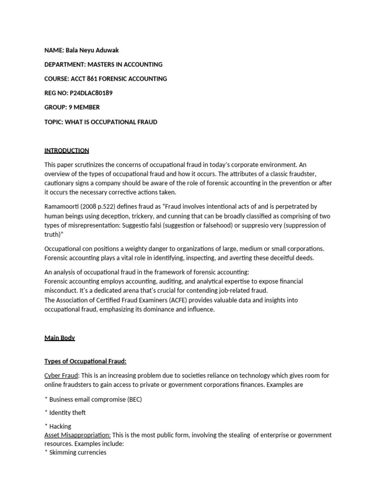 Understanding Occupational Fraud Pdf Fraud Accounting 