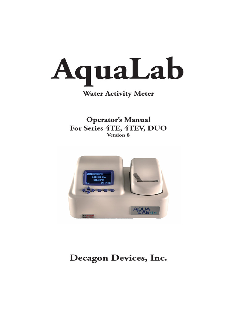AquaLab 4TE Manual Overview | PDF | Osmosis | Water