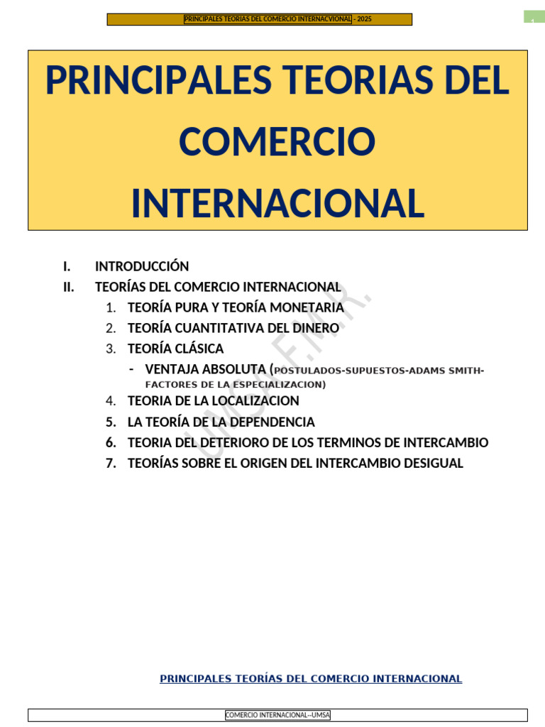 Teorías del Comercio Internacional 2025 | PDF | El comercio ...