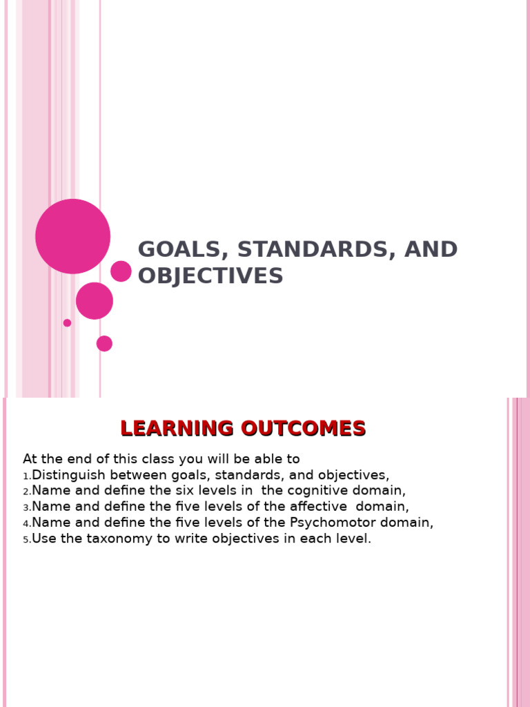 Understanding Goals, Standards, Objectives | PDF | Cognition | Attitude ...