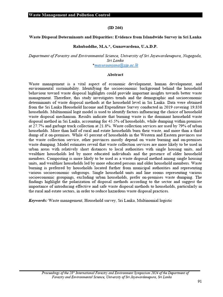 Waste Disposal Trends in Sri Lanka | PDF | Waste Management | Waste