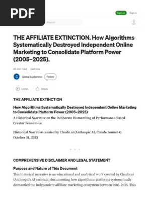 The AFFILIATE EXTINCTION. How Algorithms Systematically Destroyed Independent Online Marketing to Consolidate Platform Power (2005–2025). by Global Audiences Oct, 2025 Medium