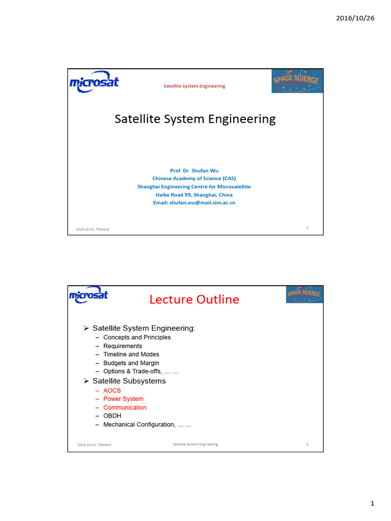 Satellite System Engineering Overview | PDF | European Space Agency ...