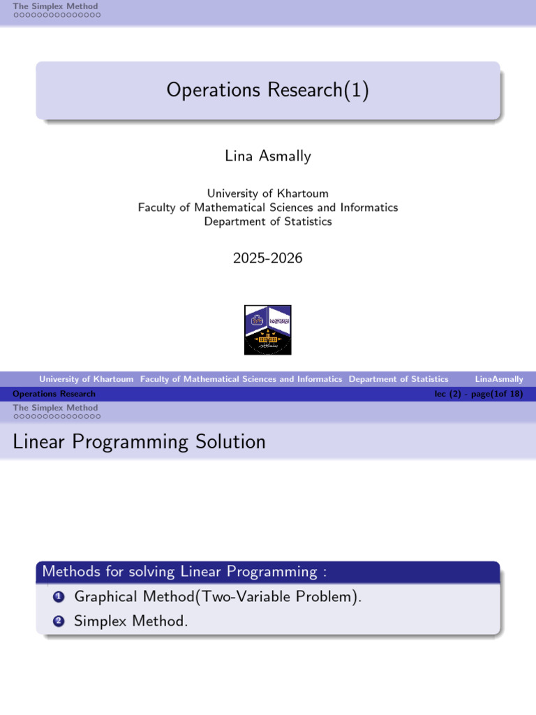 Simplex Method for Linear Programming | PDF | Mathematical Optimization ...