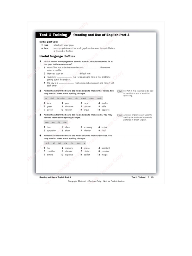 Word Transformation Practice | PDF