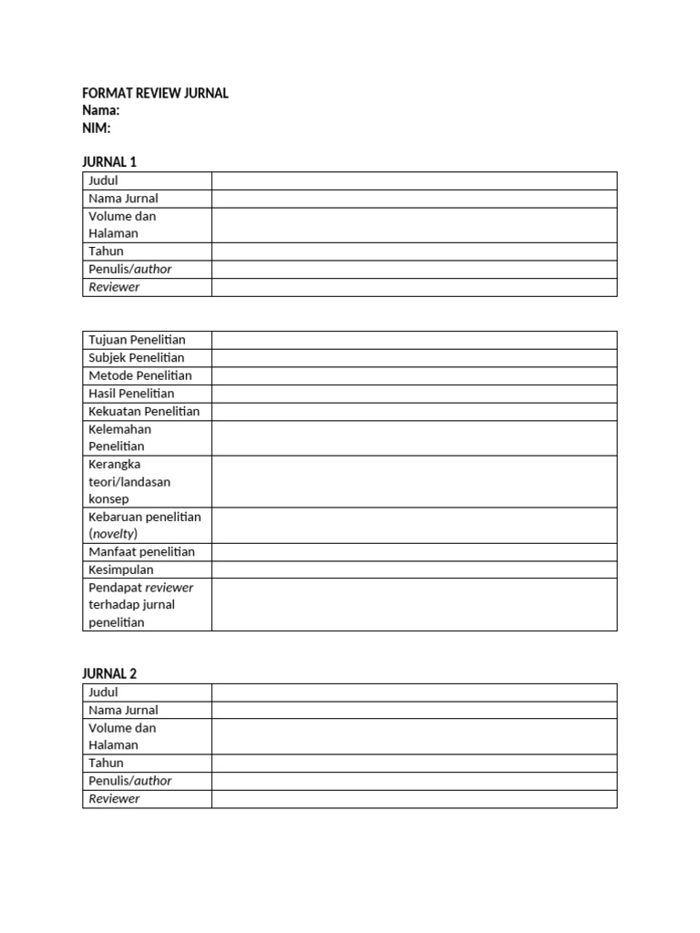 Format Review Jurnal Penelitian | PDF