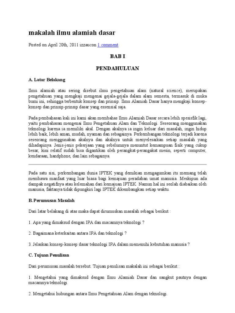 Makalah Ilmu Alamiah Dasar
