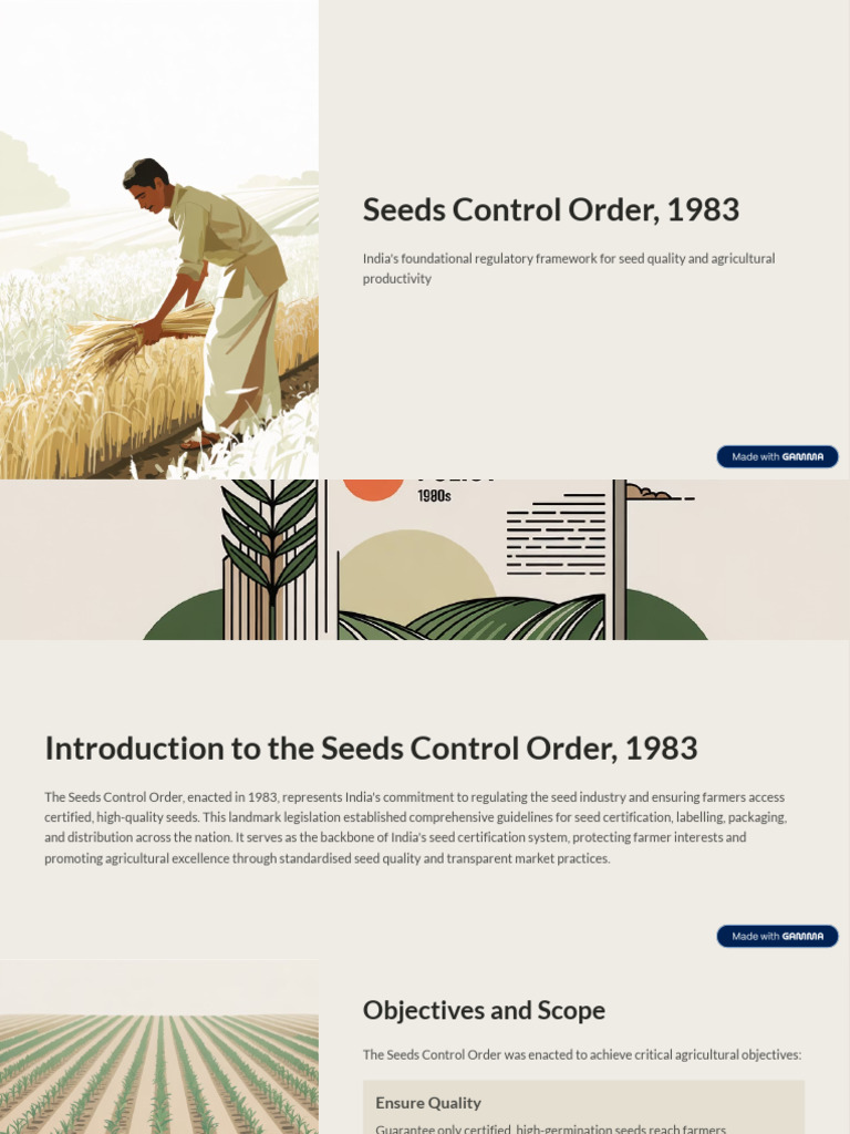 Seeds Control Order 1983 Overview | PDF | Agriculture | Regulatory ...