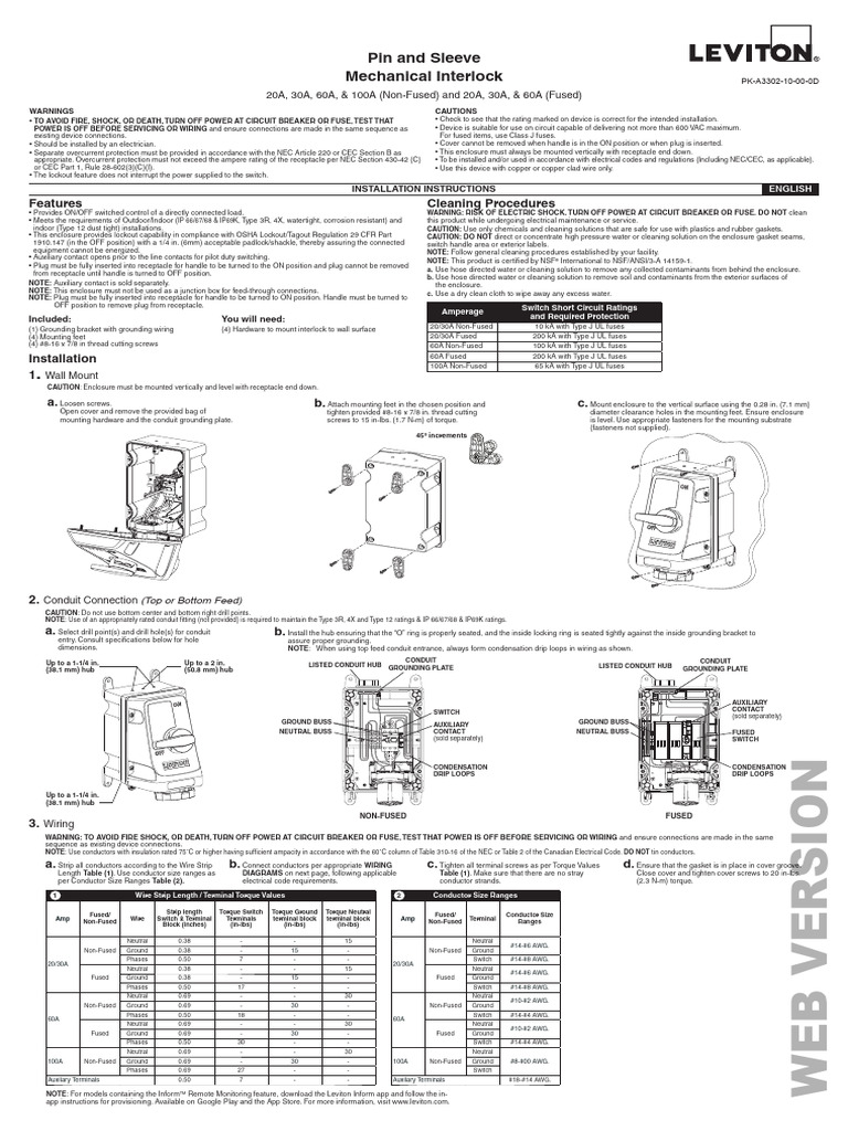 Pin and Sleeve Interlock Installation Guide | PDF | Fuse (Electrical ...