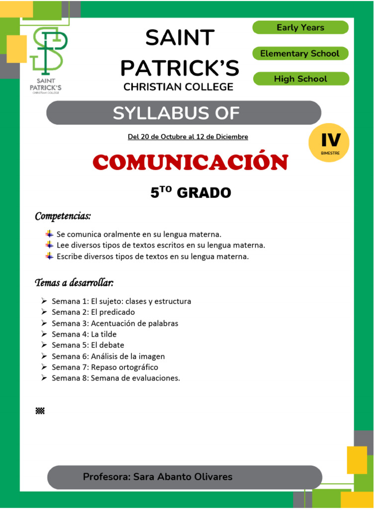Comunicación 5to Grado: Competencias y Temas | PDF