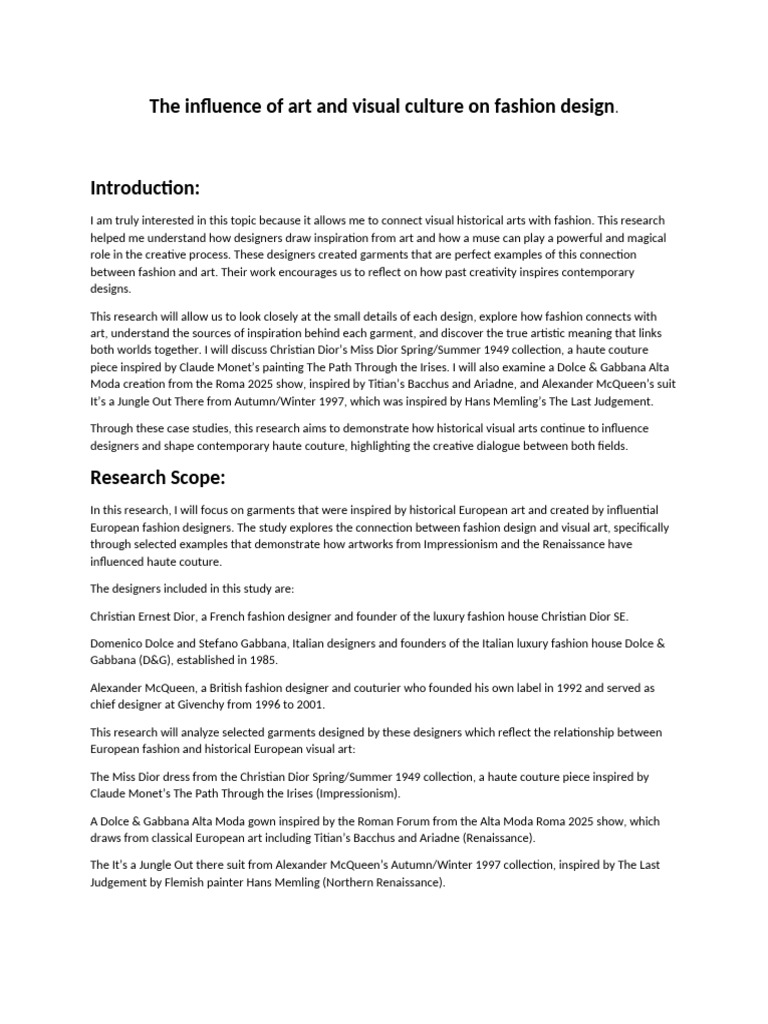 Art's Impact on Fashion Design | PDF | Fashion | Fashion Design