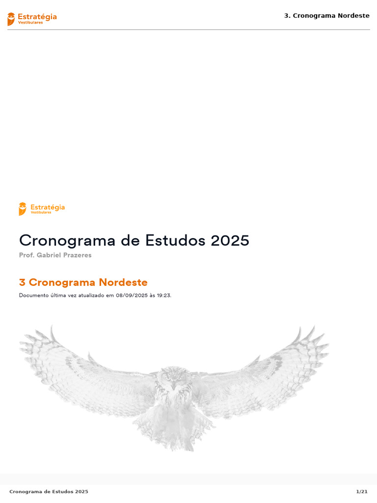 Cronograma de Estudos Nordeste 2025 | PDF | Educação em Artes Liberais