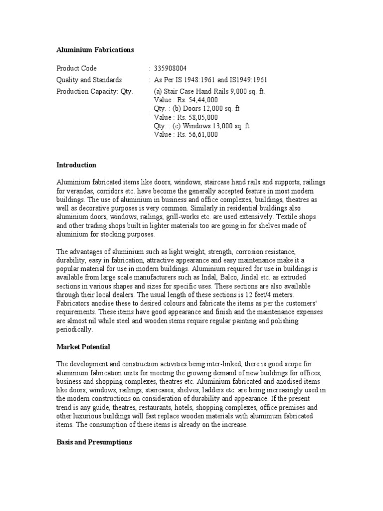 Aluminium Fabrication Project Overview | PDF | Metal Fabrication ...