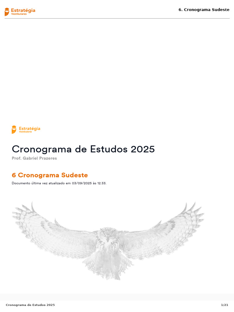 Cronograma de Estudos Sudeste 2025 | PDF | Educação em Artes Liberais