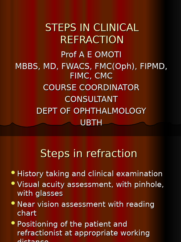 Clinical Refraction Procedure Guide | PDF