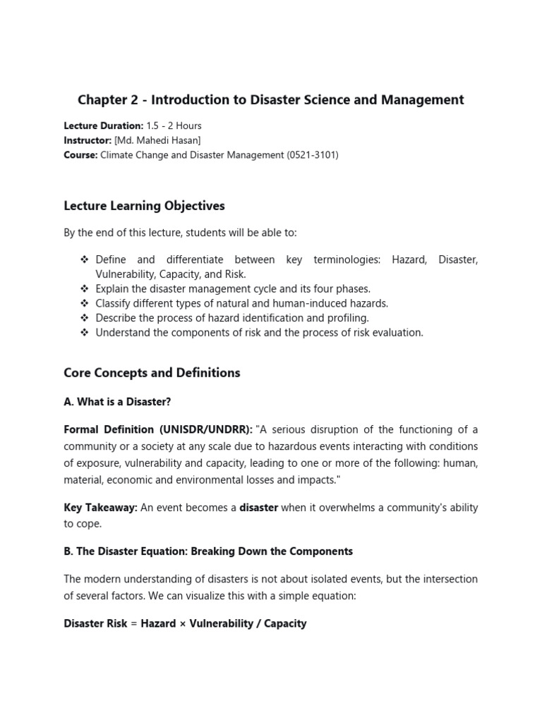 Disaster Science and Management Overview | PDF | Natural Disasters ...