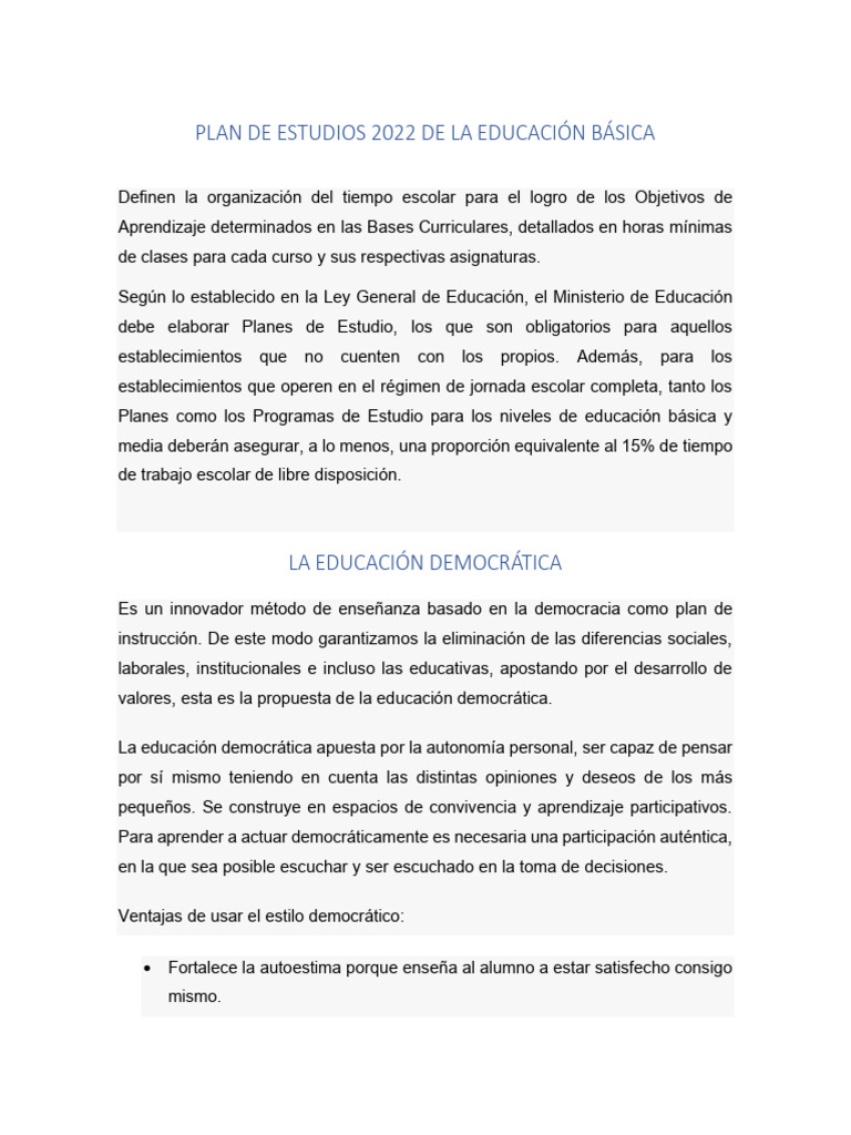 Plan de Estudios 2022: Educación Básica | PDF | Plan de estudios ...