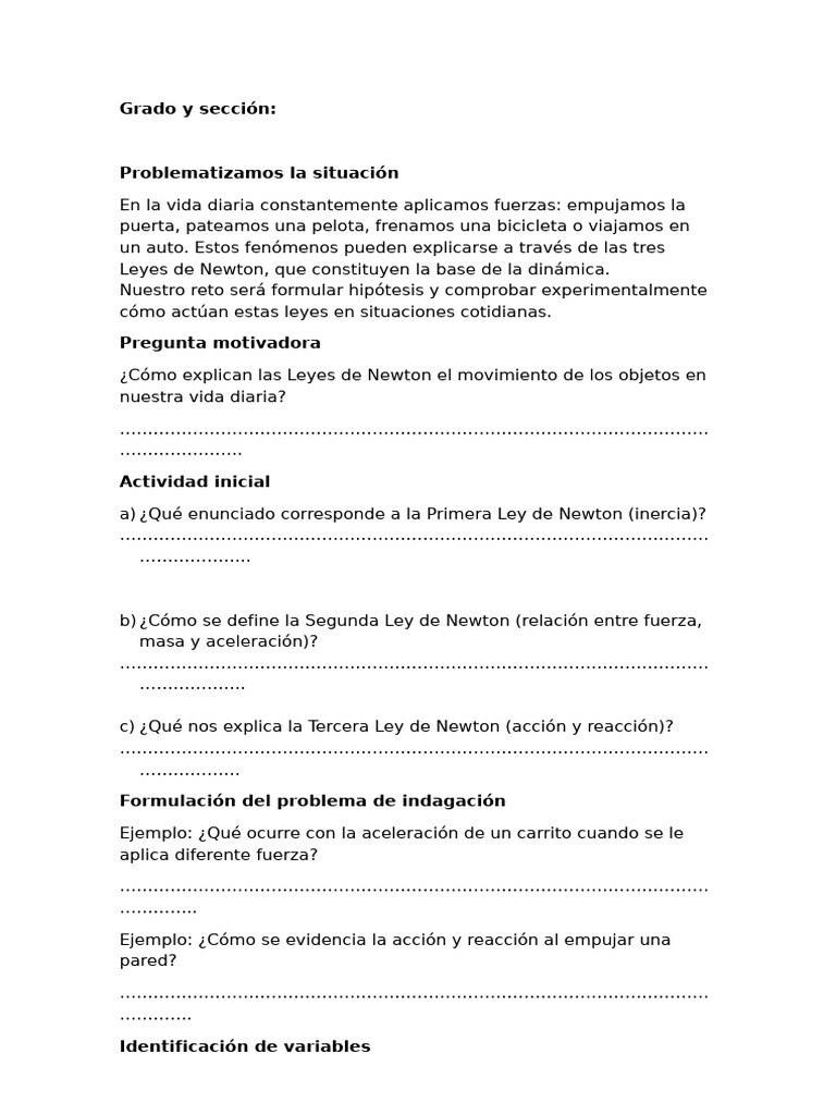 Leyes de Newton en la Vida Diaria | PDF | Las leyes del movimiento de ...