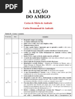 A Lição do Amigo - Tabela Cartas - Assuntos