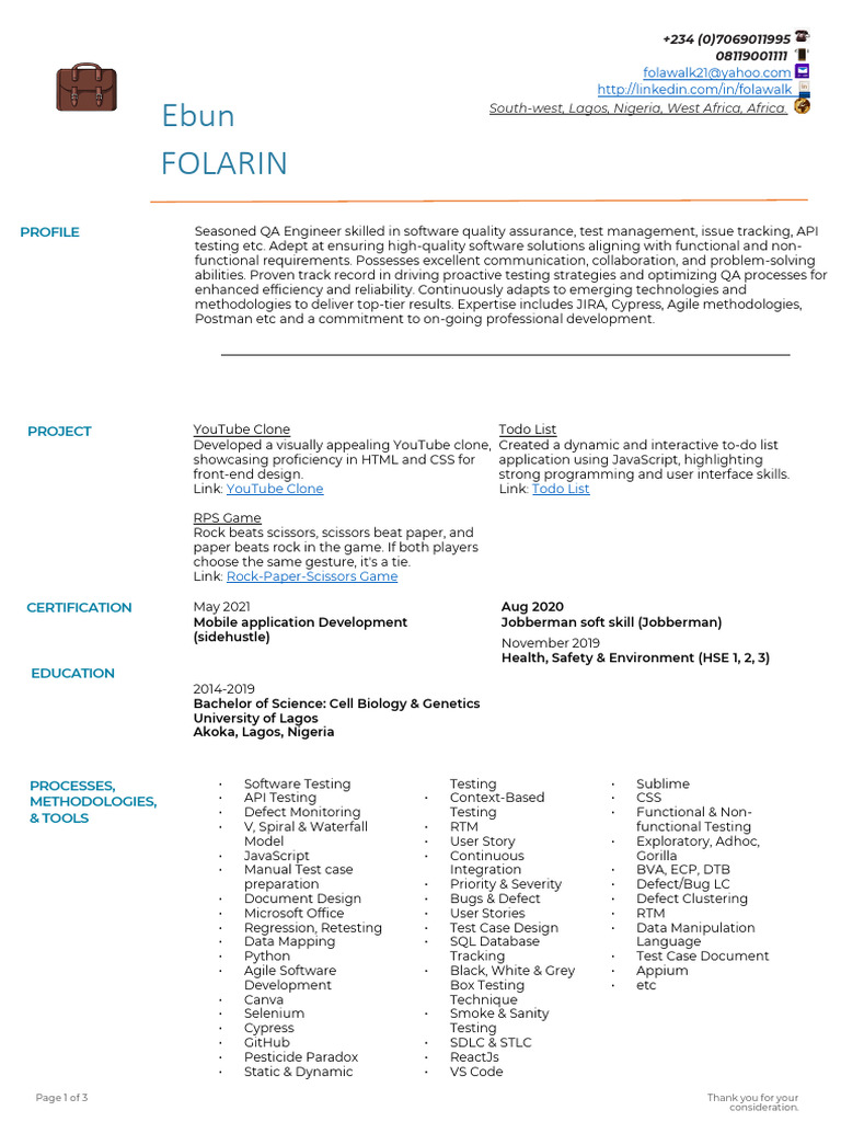 Folarin Ebun Sqa. Engineer | PDF | Information Technology | Information ...