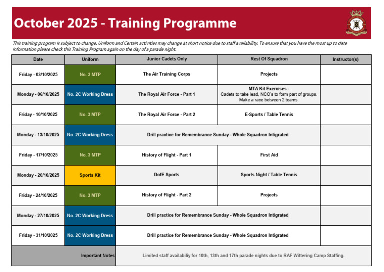October 2025 - Training Programme | PDF