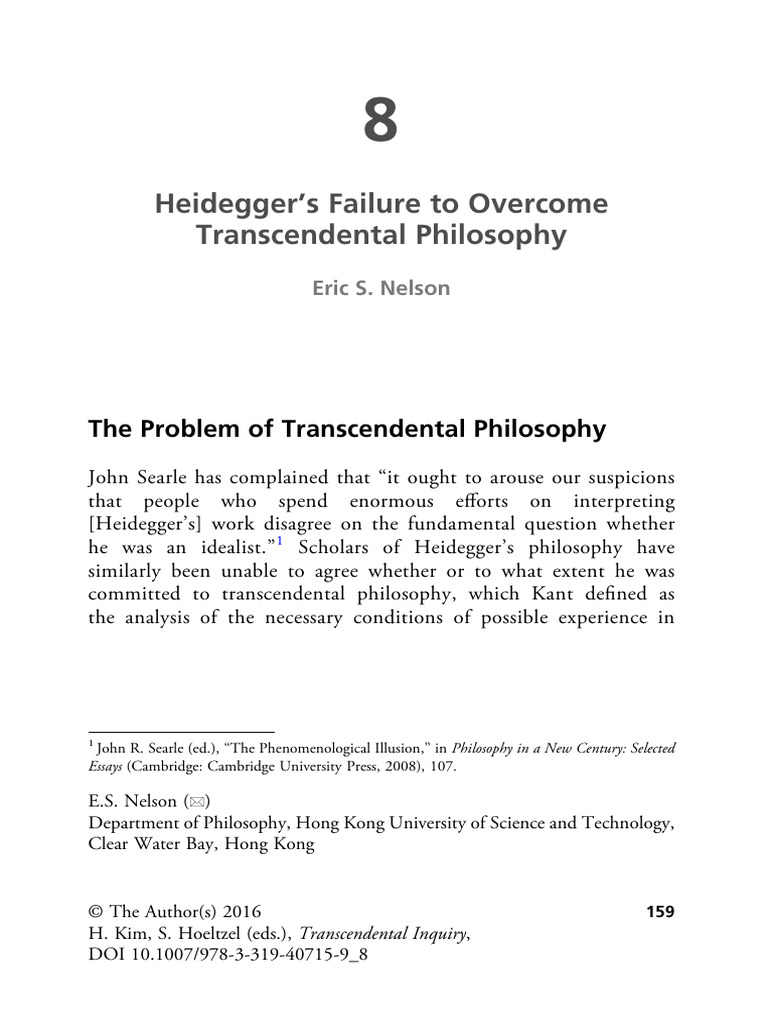 Heidegger S Failure To Overcome Transcen | PDF | Martin Heidegger ...