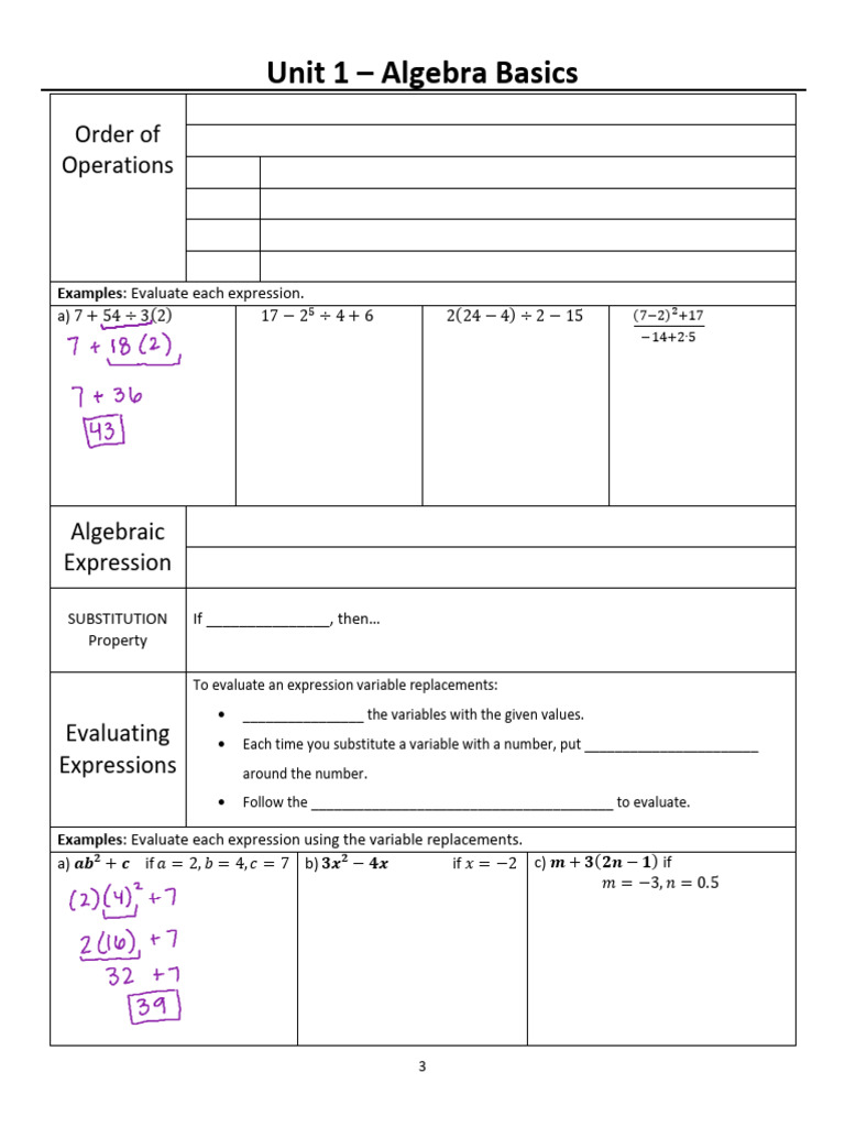 #1 Order of Operations Notes | PDF