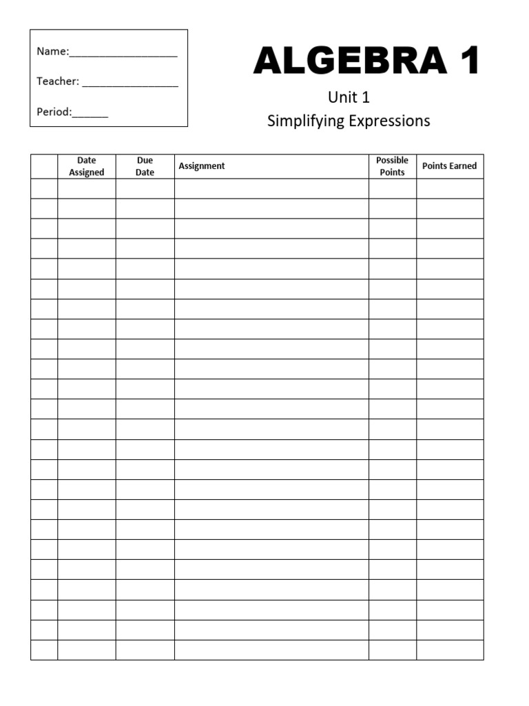 Algebra 1: Simplifying Expressions Guide | PDF | Elementary Mathematics ...