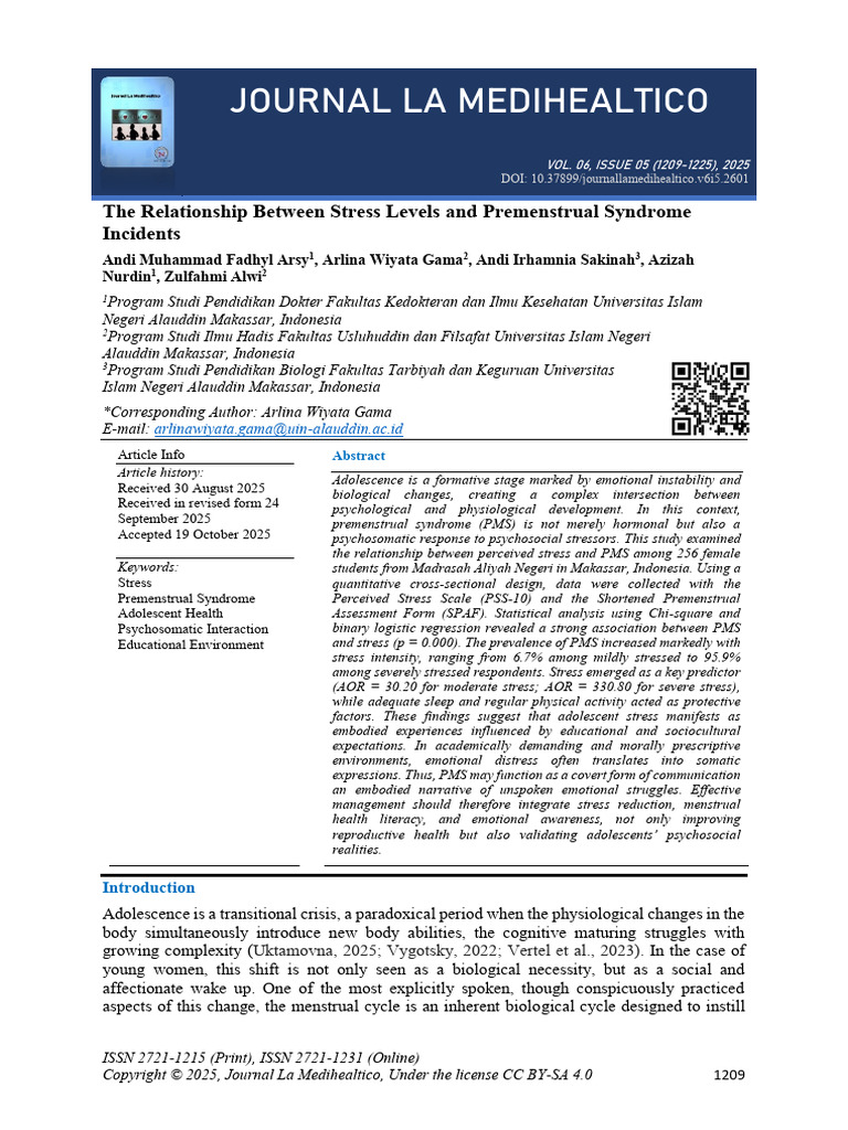 The Relationship Between Stress Levels and Premens | PDF | Premenstrual ...