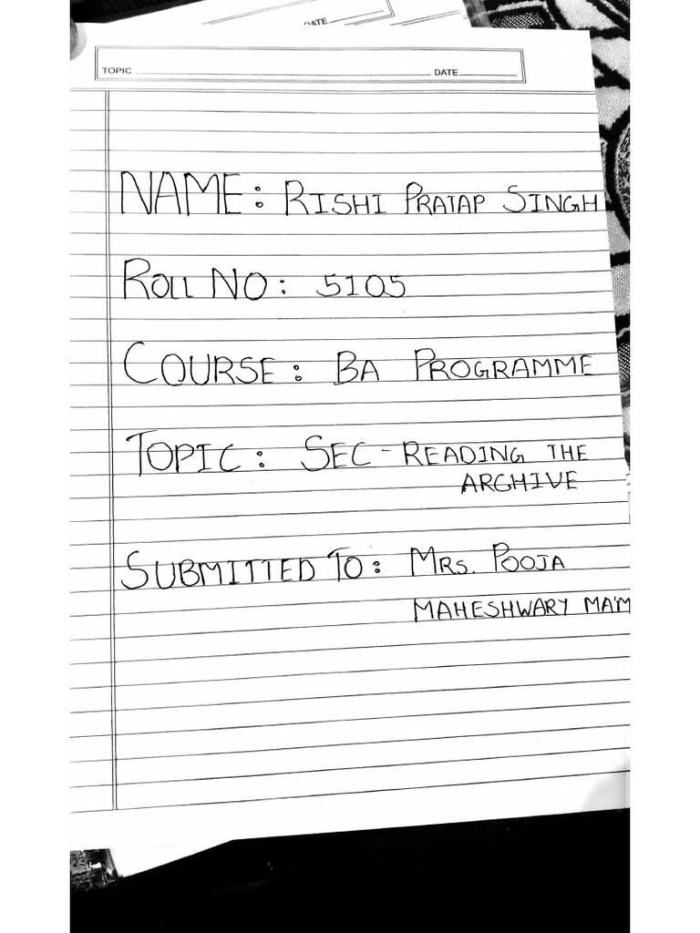 Reading The Archive Project and Assignment | PDF