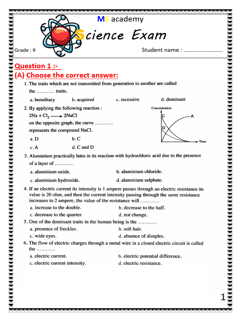 Grade 9 Science Exam Questions | PDF