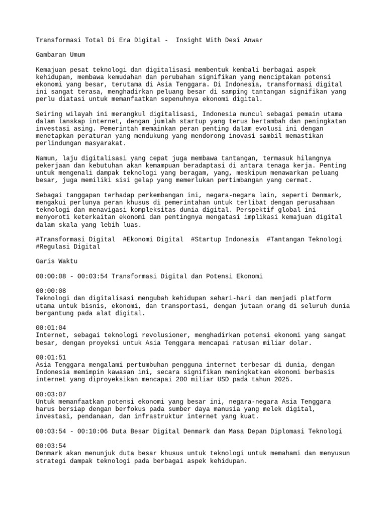 Transformasi Total Di Era Digital Insight With Desi Anwar Ringkasan