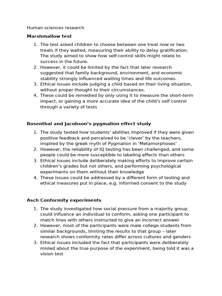 Human Sciences Research: Key Studies | PDF