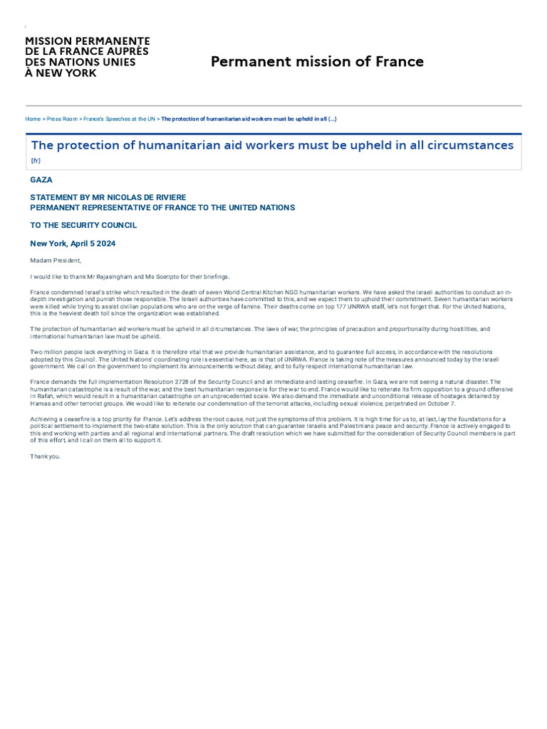 The Protection of Humanitarian Aid Workers Must Be Upheld in All ...