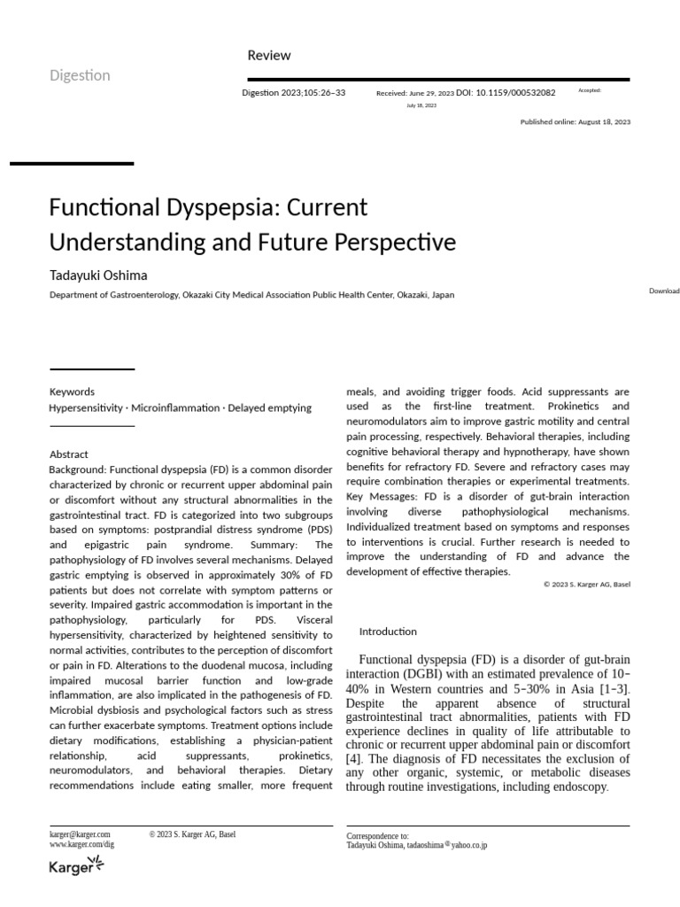 Functional Dyspepsia: Insights and Treatments | PDF | Medical ...
