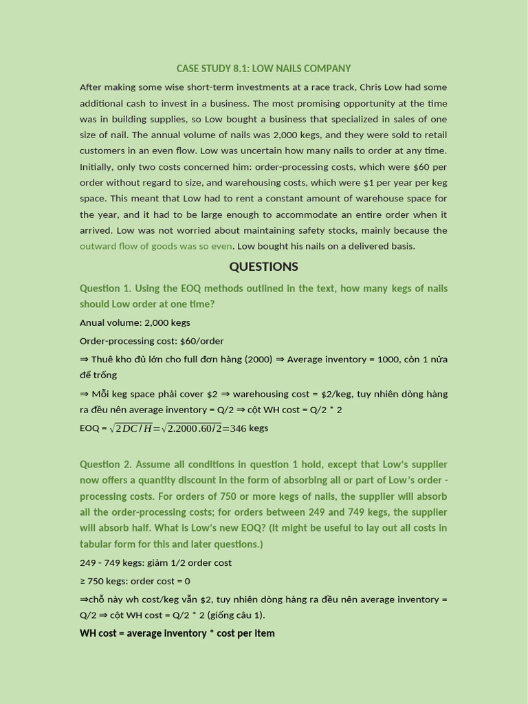 Case 8.1 - Explanation | PDF