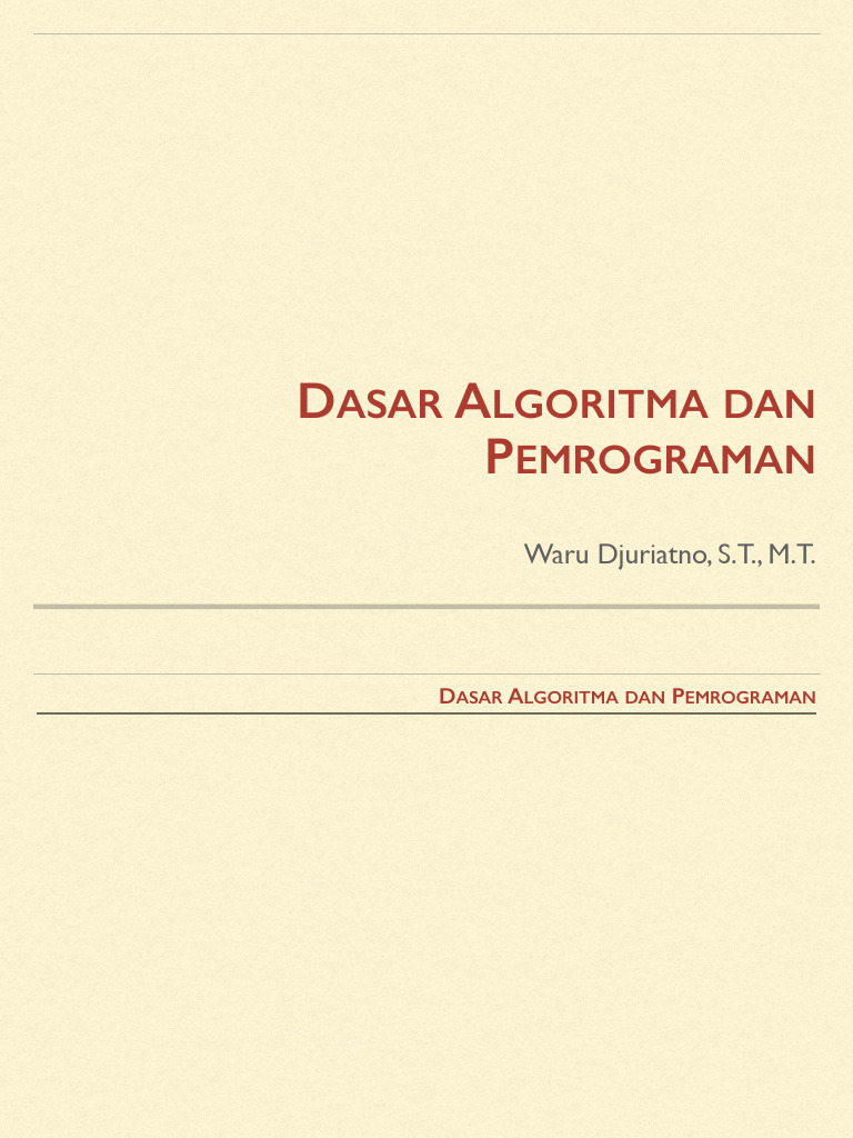 Dasar Algoritma dan Pemrograman Komputer | PDF