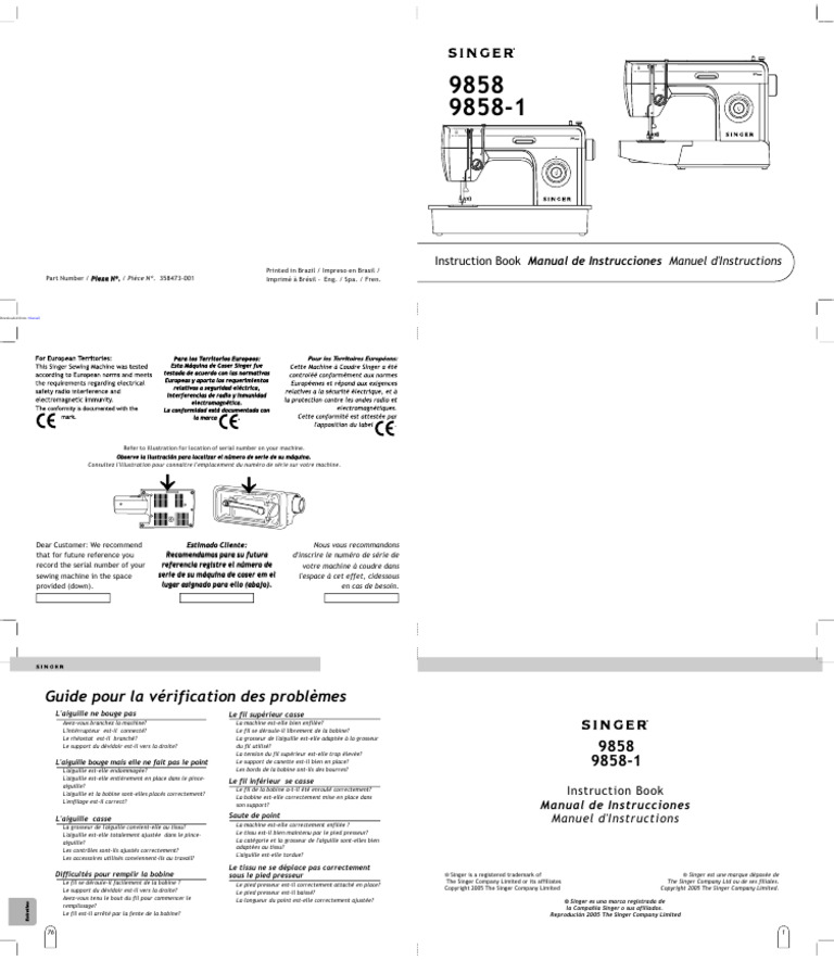 Guide d'Instructions Machine à Coudre | PDF | Biens manufacturés ...