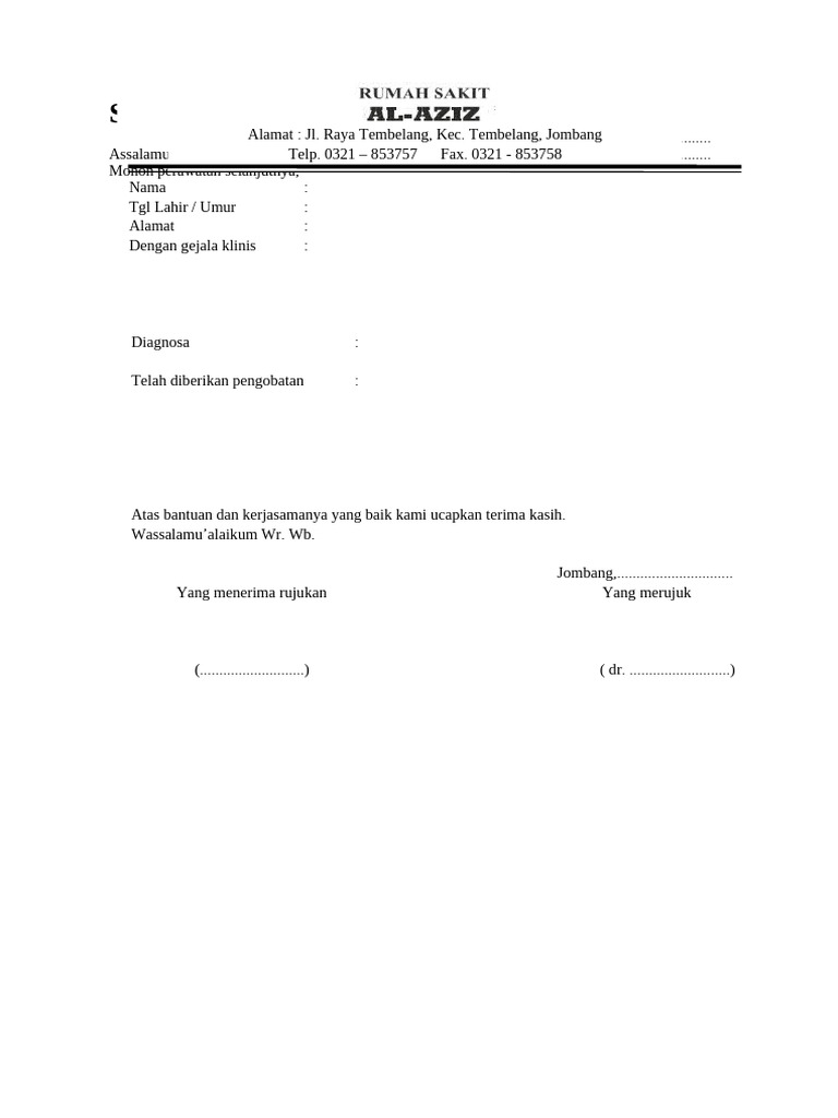 Template Surat Rujukan Medis | PDF